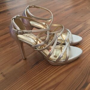 Silver LE CHATEAU cross strap stilettos